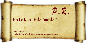 Paletta Rómeó névjegykártya